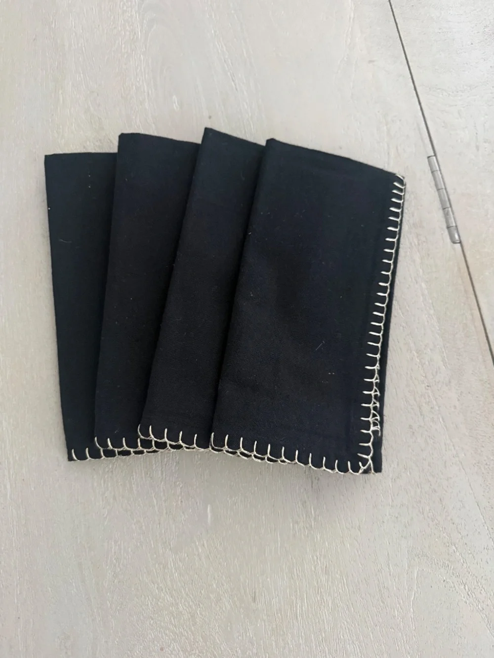 Max Studio Home Black with Gold Trim Napkins, Set of 4